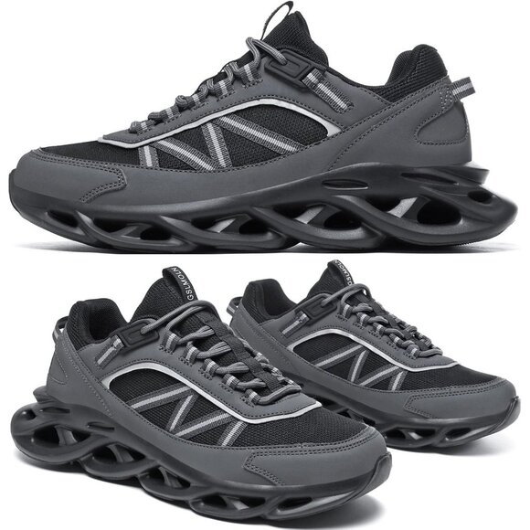 Men's Black White Cross Training Walking Running Tennis Sneakers Athletic Shoes - Picture 7 of 8